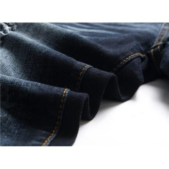 Junbaoss Mens Ripped Skinny Jeans Stretch Slim Fit Distressed Denim Pants - Picture 6 of 7